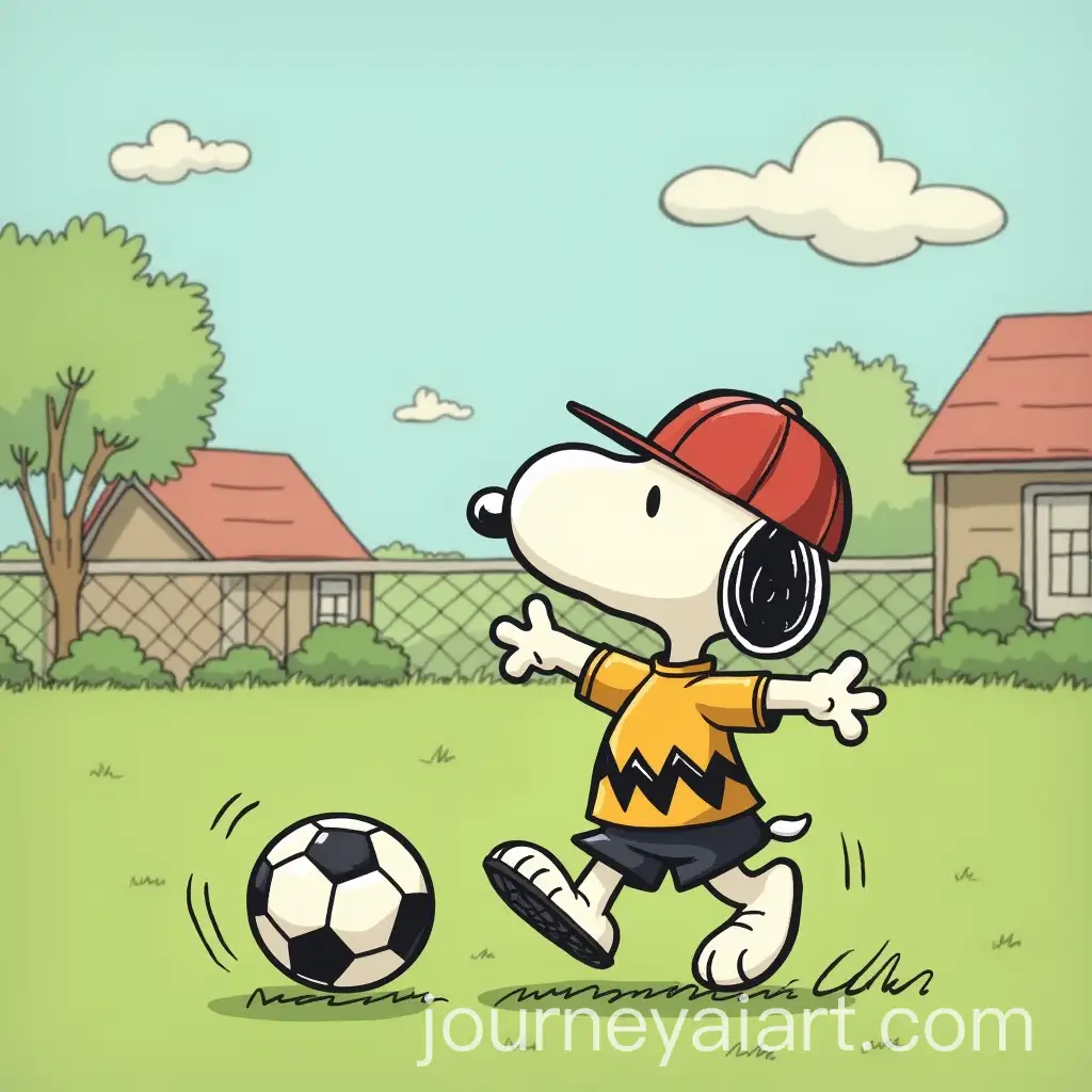Snoopy-Playing-Soccer-on-the-Field