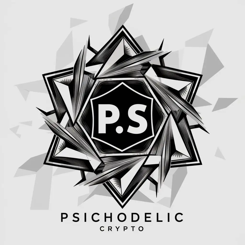 a logo design,with the text "Psichodelic CRYPTO", main symbol:Geometric figure, letters in the center P.S.,complex,be used in Finance industry,clear background