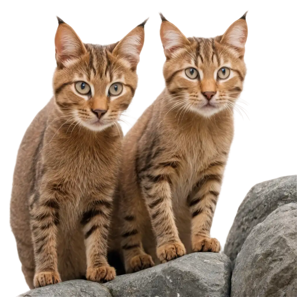 PNG-Image-of-Two-Dangerous-Wild-Cats-Protecting-a-Rock-from-Both-Sides