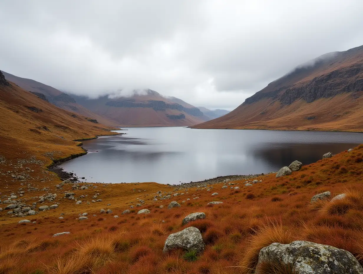 Scottish highlands landscape in autumn, Loch Laide, Scotland, UK