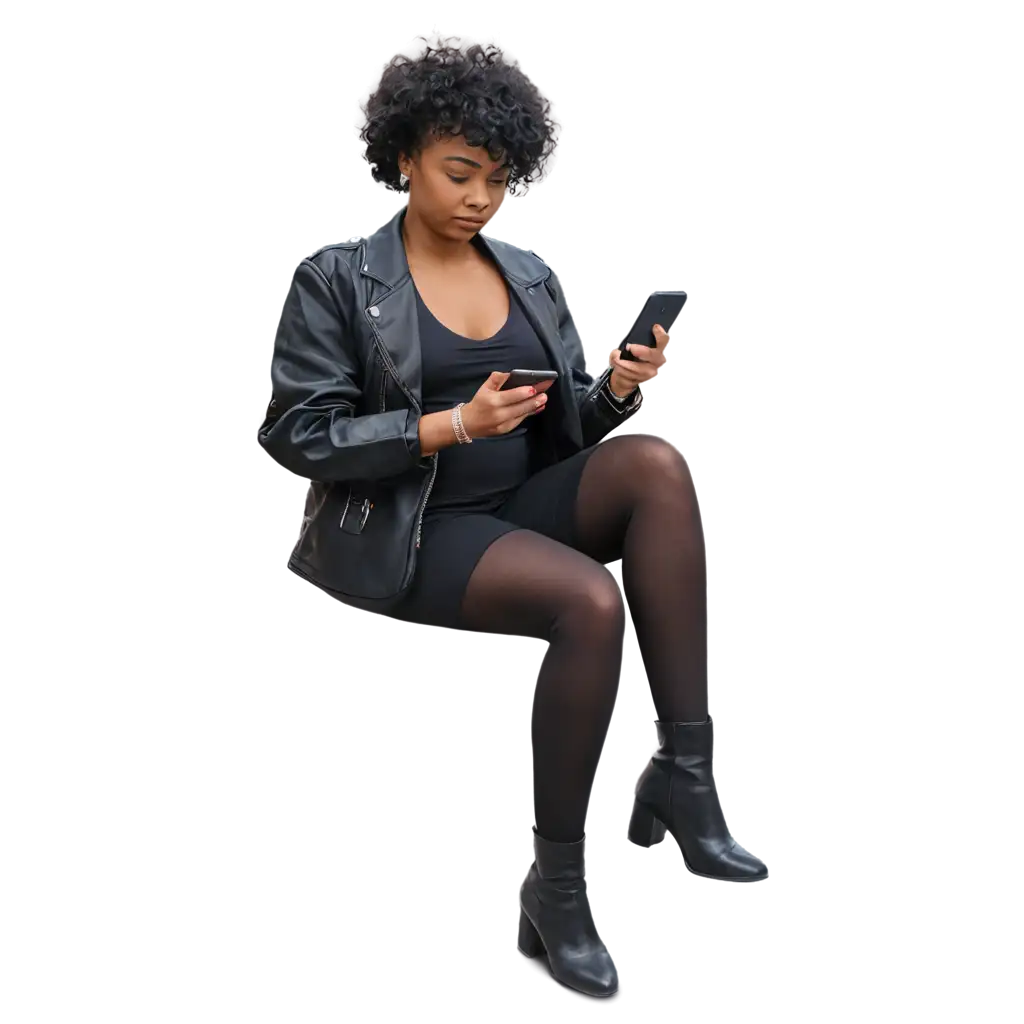 HighQuality-PNG-Image-of-a-Black-Woman-Engaged-with-Social-Media