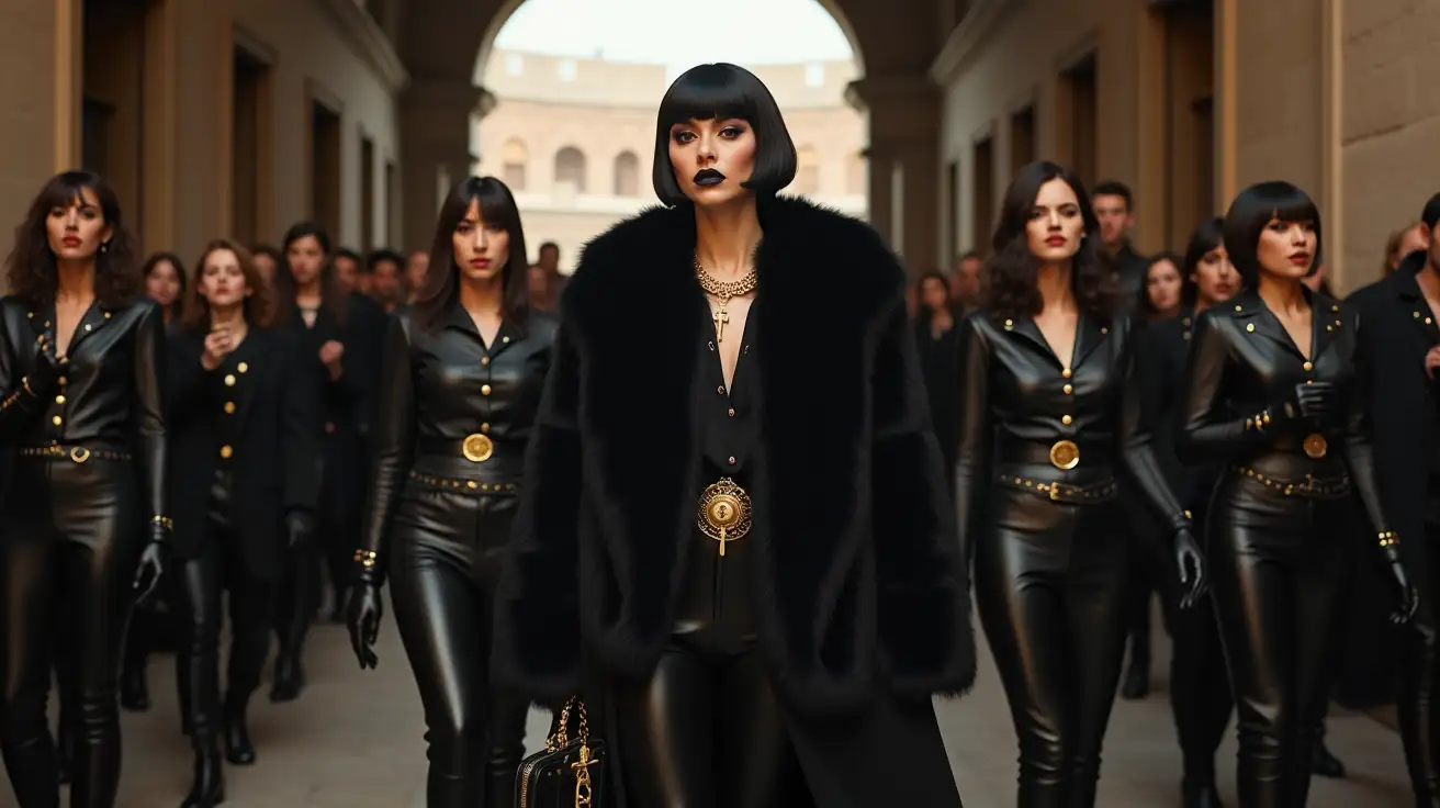 Cheering-Women-in-Stylish-Black-Fur-Coats-at-the-Roman-Colosseum