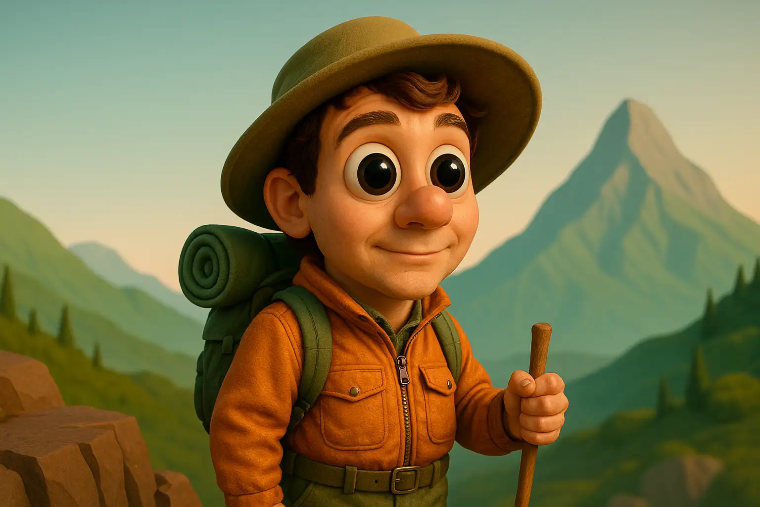 Caricature d'aventurier solo stylisée