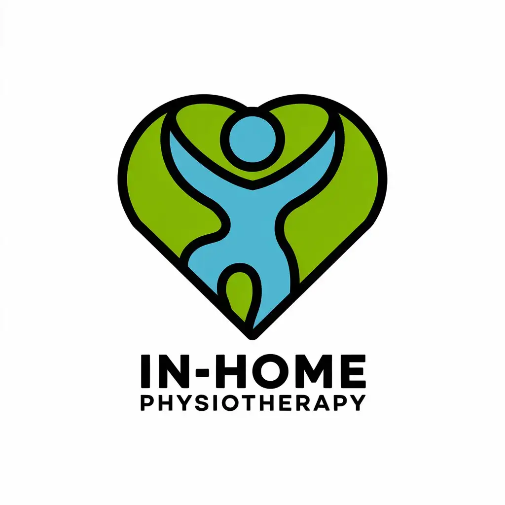 LOGO Design for InHome Physiotherapy Modern Stylized Wellness with Vibrant Greens and Cool Blues on White Background