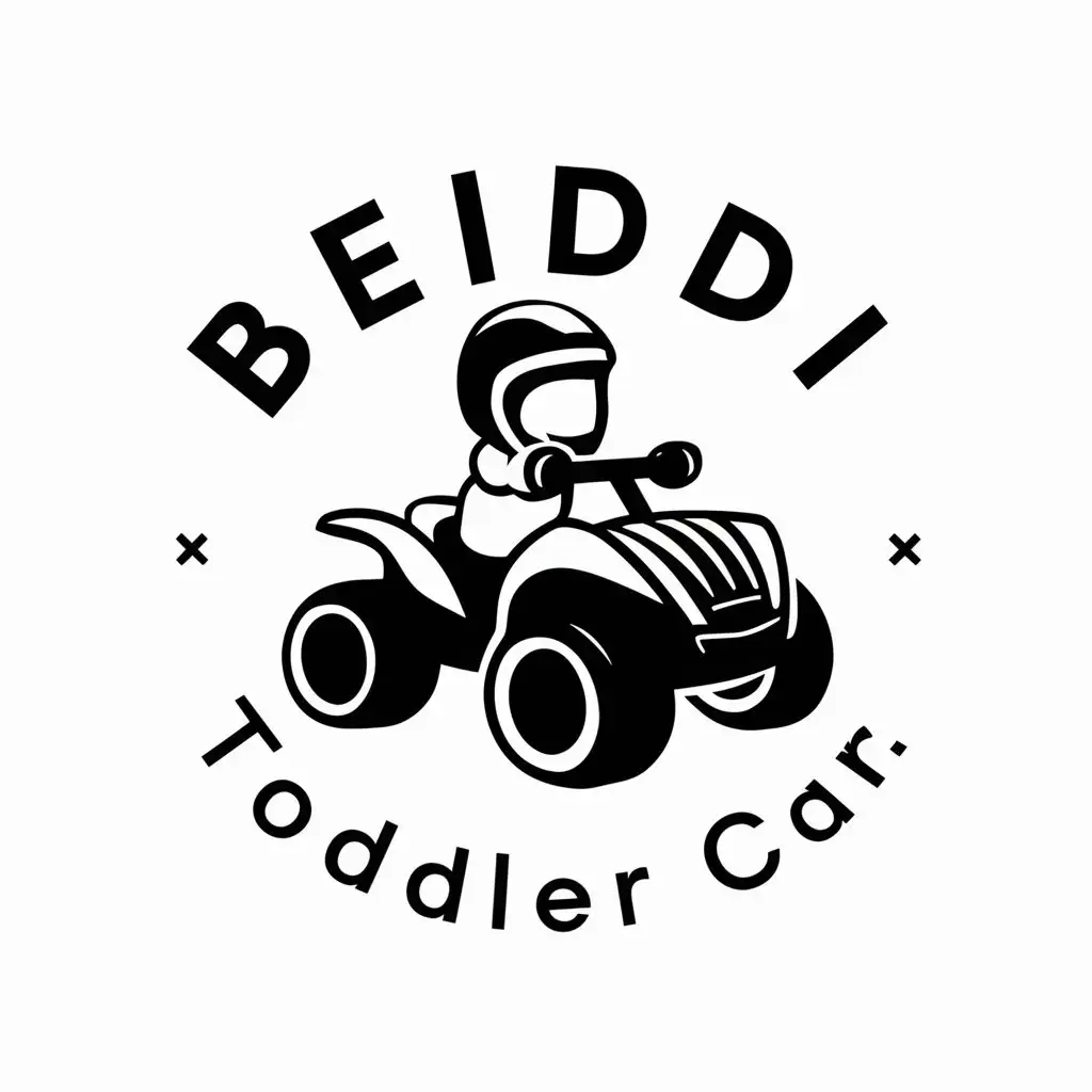 a vector logo design,with the text "Beidi toddler car", main symbol:Beddy childhood quad bike,Moderate,be used in Technology industry,clear background