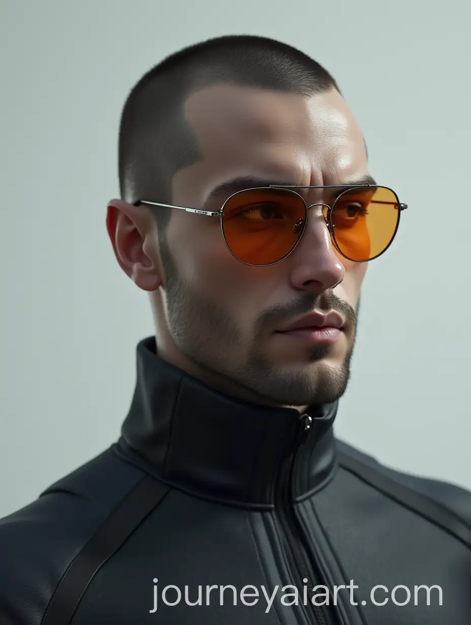 Realistic-Synthetic-Man-with-Orange-Contact-Lenses-in-Modern-Outfit