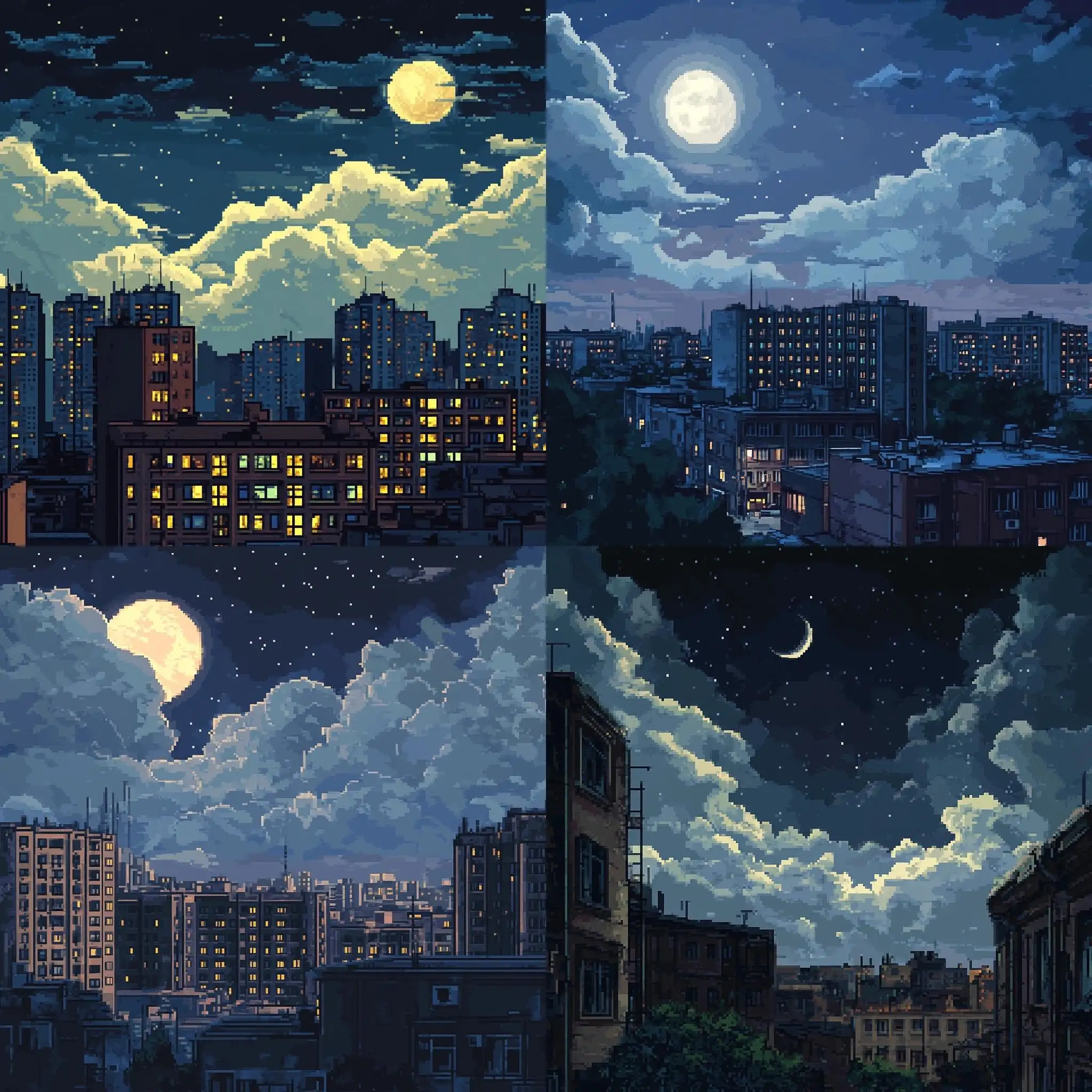 Modern-Pixel-Art-of-Soviet-High-Buildings-Under-Dramatic-Night-Sky-with-Moon-and-Clouds