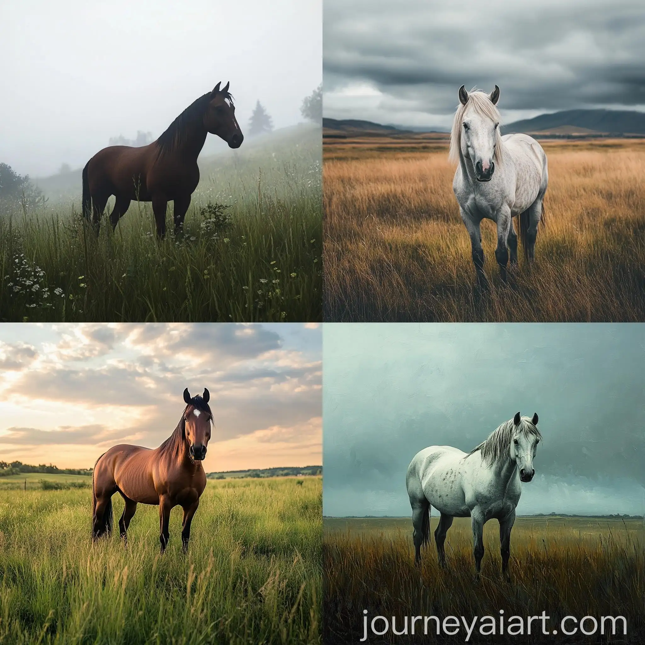 Majestic-Horse-Standing-in-Lush-Grass-Field