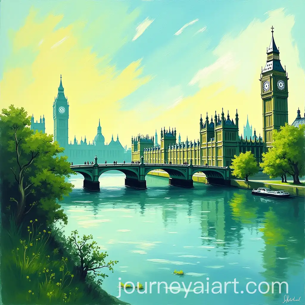 Vibrant-Impressionistic-View-of-London-with-Big-Ben-and-Lake