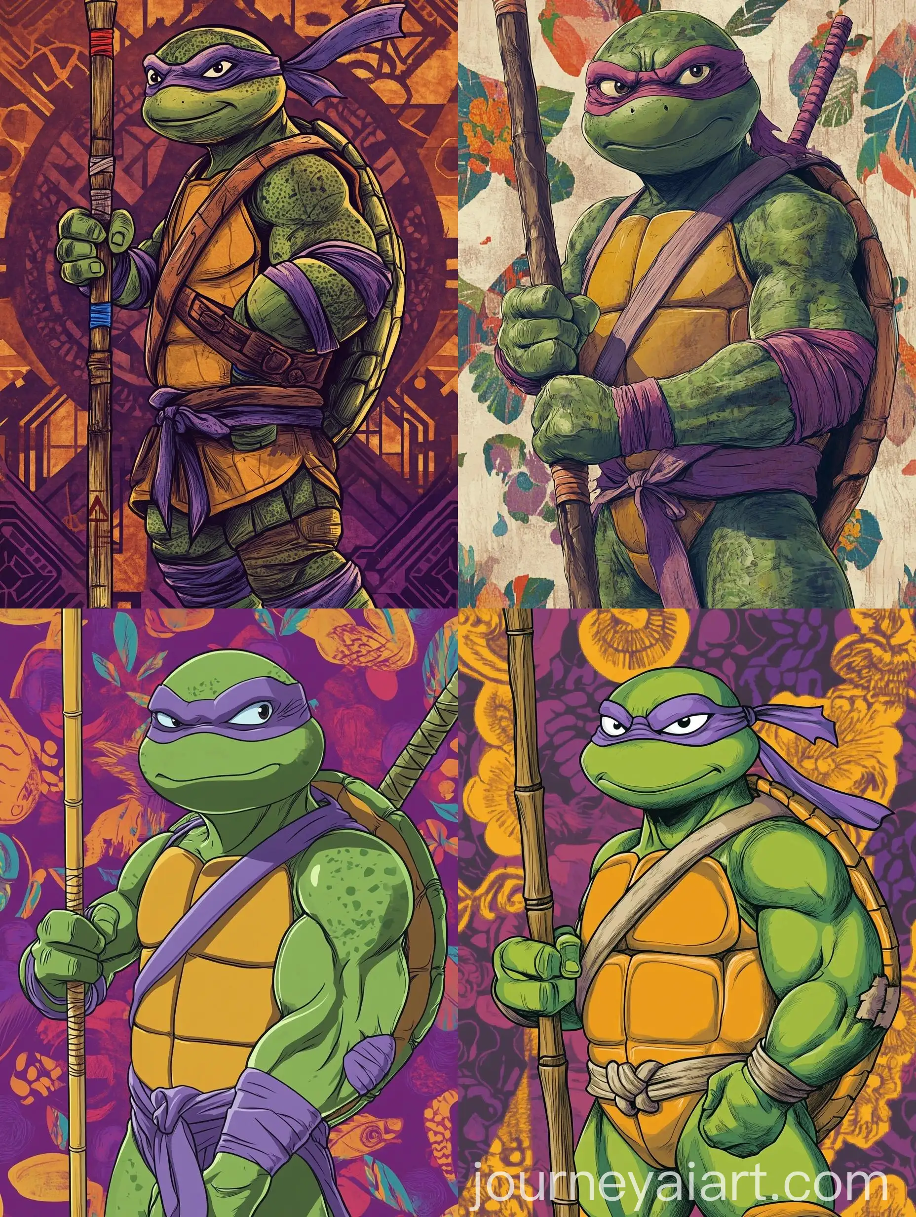 Donatello-Cartoon-Character-Holding-Nunchaku-Bo-Staff