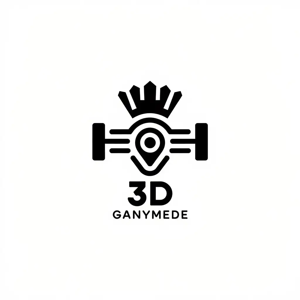 LOGO Design for 3D Ganymede Minimalistic 3D Printer Nozzle Crown Symbol for Technology Industry