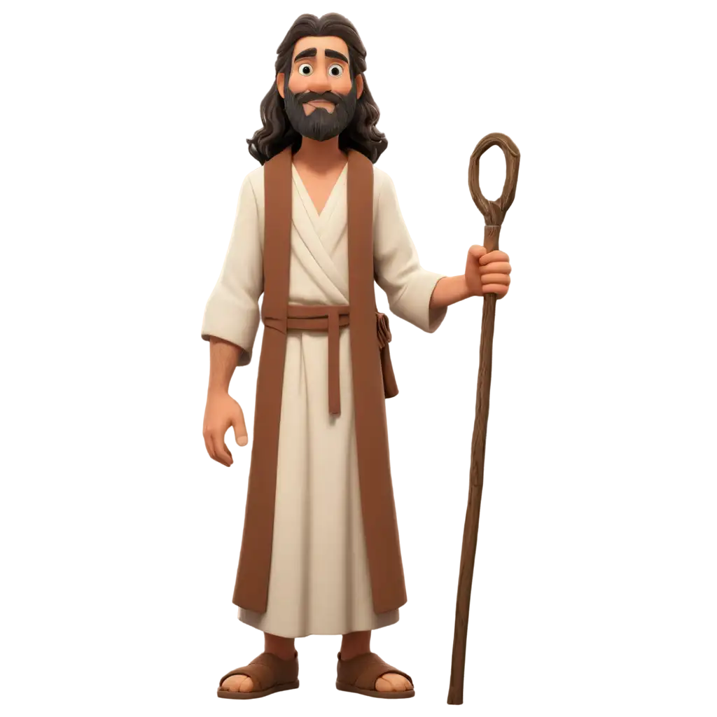 Noah-from-the-Bible-Cartoon-PNG-Image-Animated-Full-Body-with-Staff-and-Robe