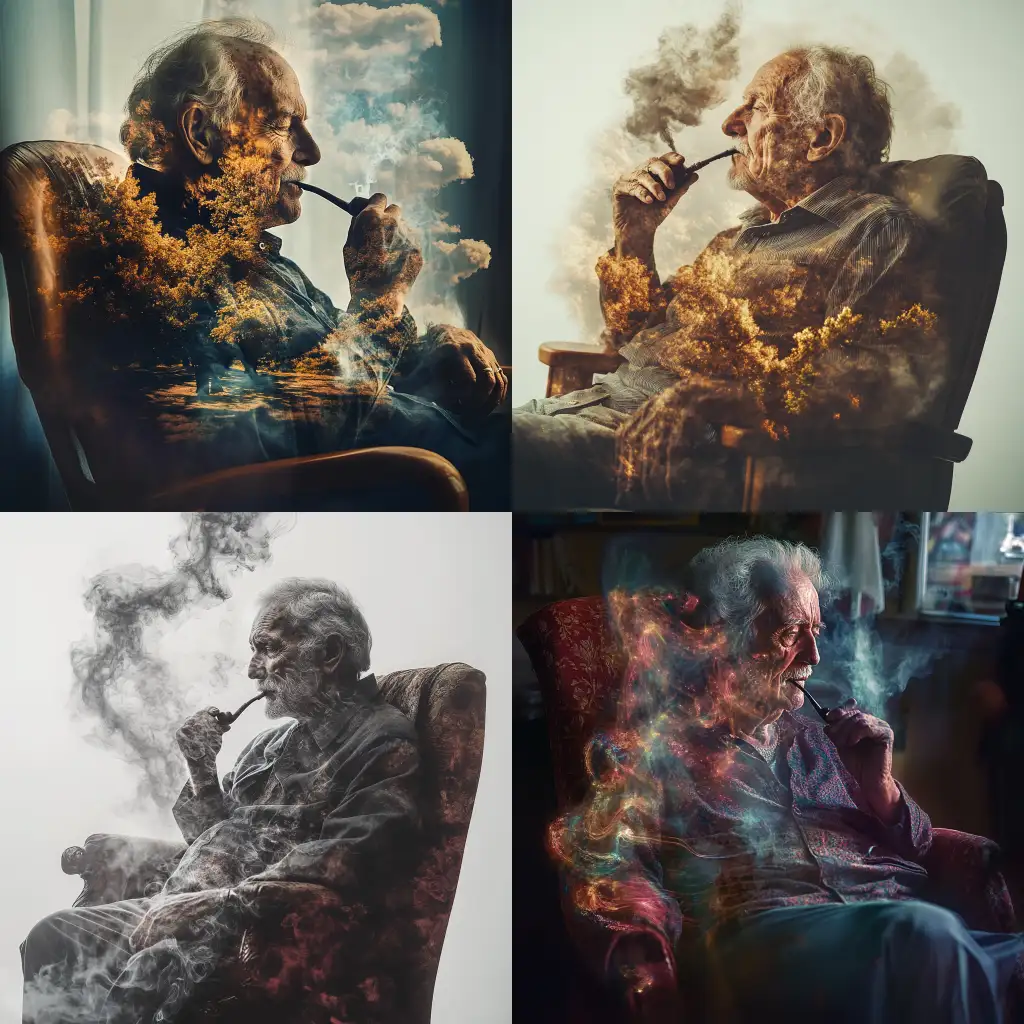 90YearOld-Man-Reflecting-on-His-Rock-Star-Life-with-Double-Exposure