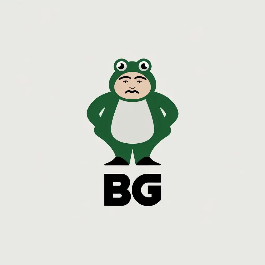 LOGO Design for BG Minimalistic Vector Logo with Fat Old Man in Frog Suit