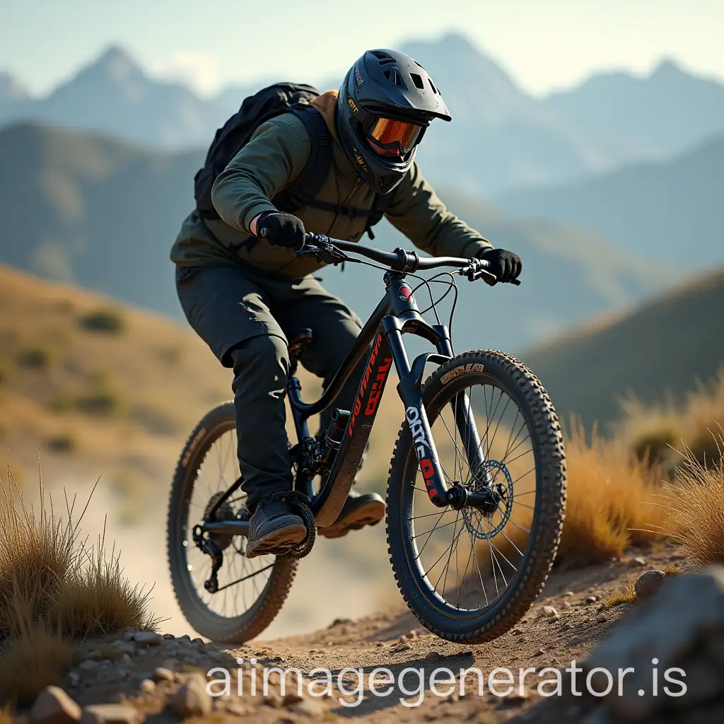 Highly-Detailed-Realistic-Mountain-Bike-in-Outdoor-Terrain