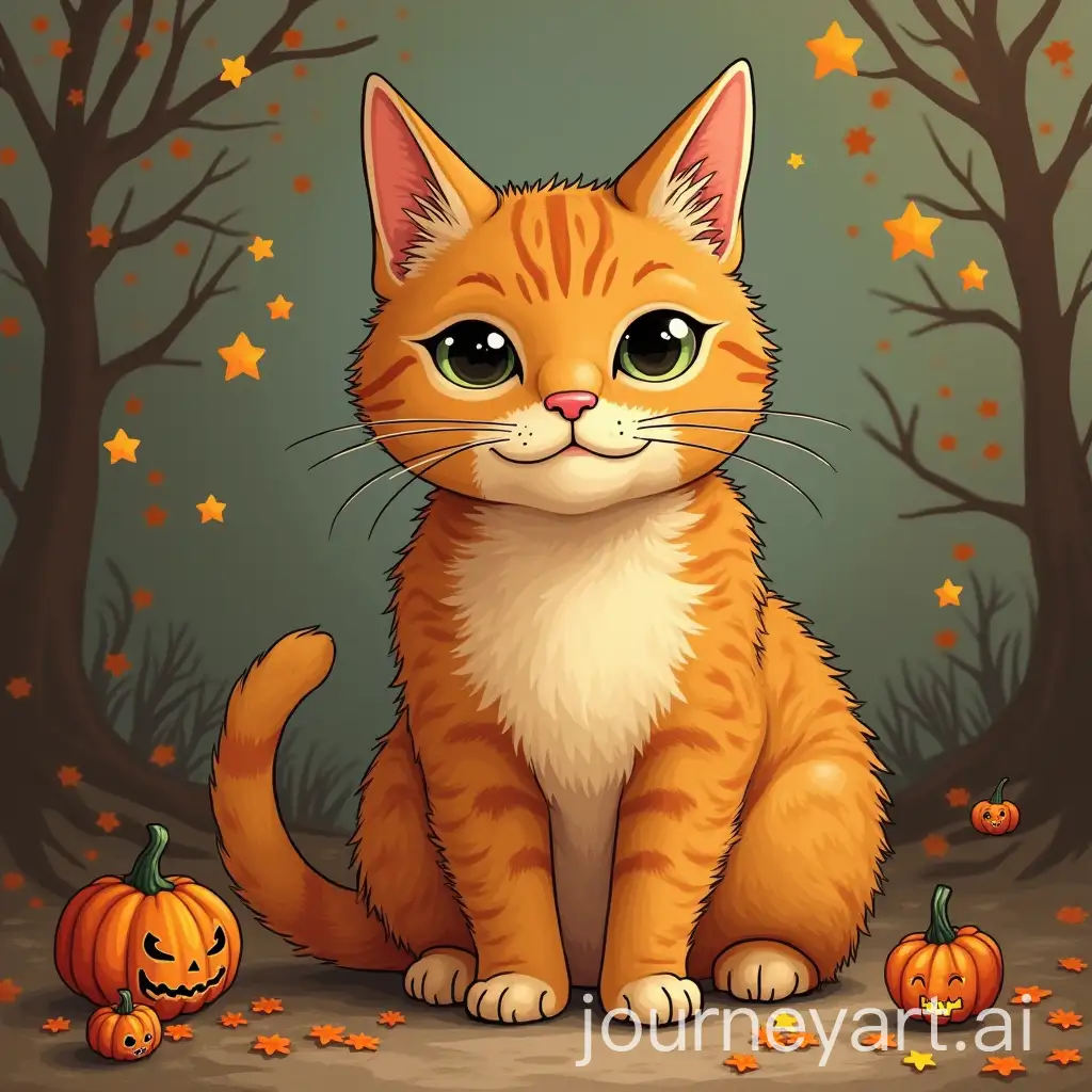 Playful-OrangeYellow-Abyssinian-Cat-in-American-Illustration-Style