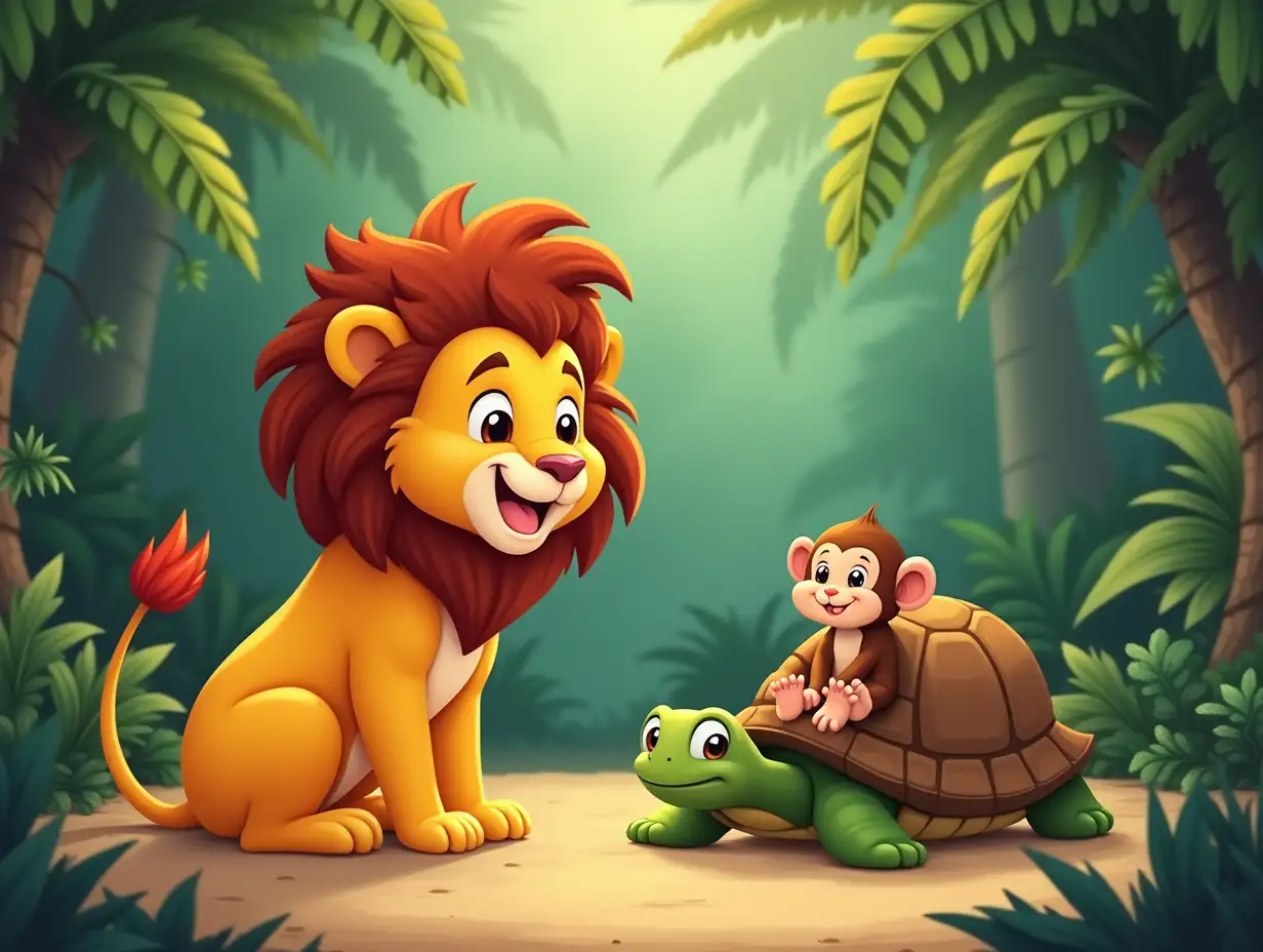 Wildlife Friends Leo the Lion Tilly the Tortoise and Cheeky Monkey in Jungle Bliss