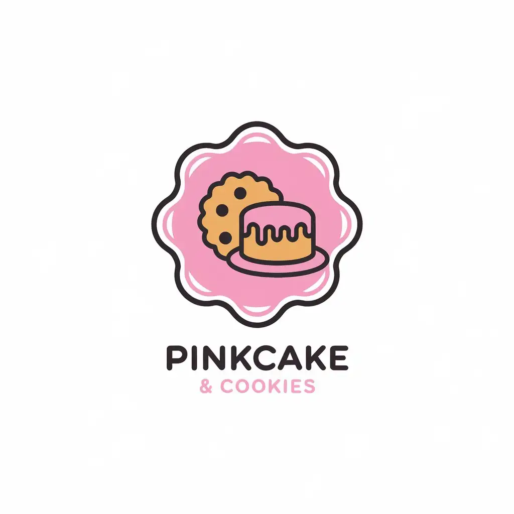 a vector logo design,with the text "Pinkcake & Cookies", main symbol:cookie and cake,Moderate,be used in shirini pazi industry,clear background