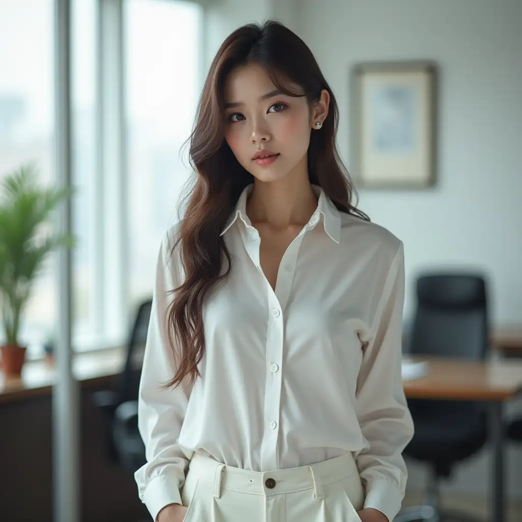 Realistic-Portrait-of-a-30YearOld-Chinese-Woman-in-Office-Attire