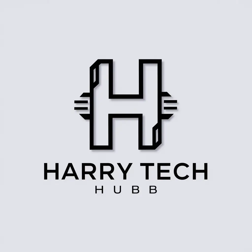 a logo design,with the text "Harry tech hub", main symbol:H,Moderate,be used in Technology industry,clear background