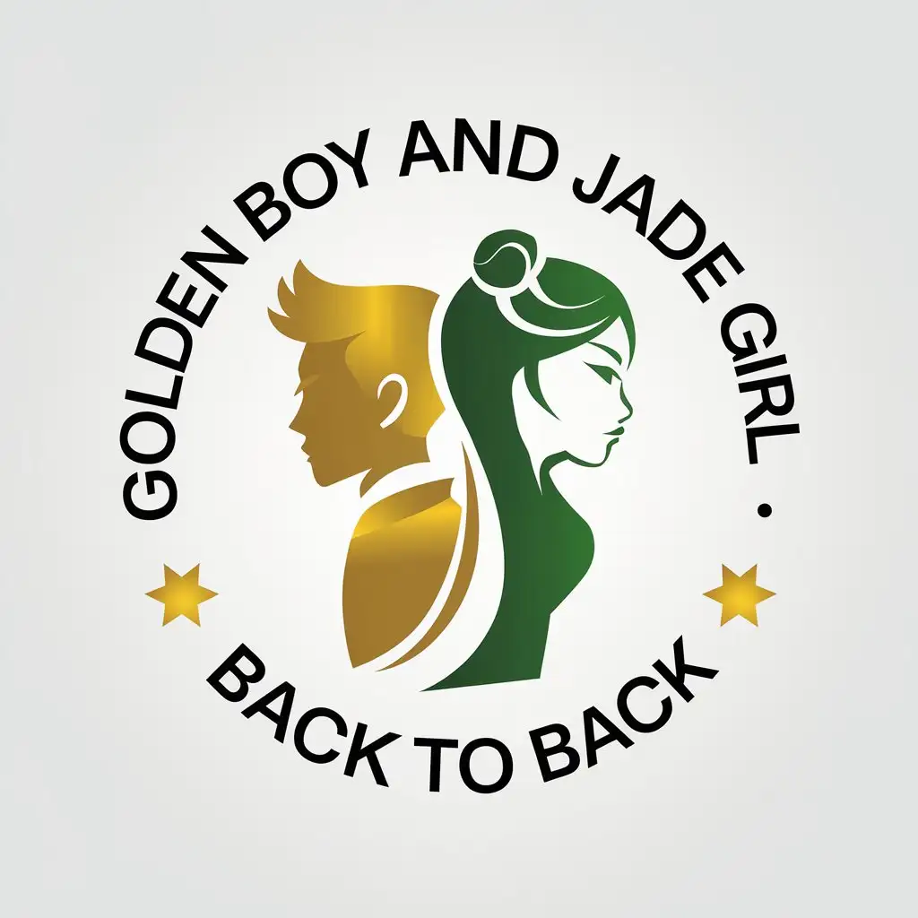 LOGO Design for Golden Boy and Jade Girl Minimalistic Back to Back Symbol for Entertainment Industry