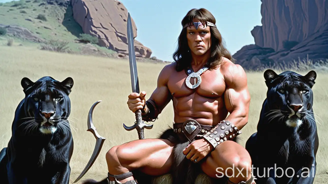 Conan-the-Barbarian-Relaxing-Among-Majestic-Panthers