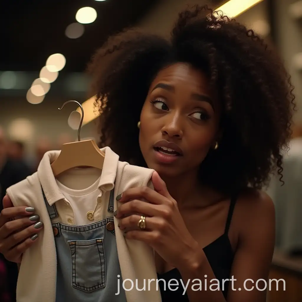Black-Mother-Reacting-to-Expensive-Childs-Clothing-in-Chic-Shop