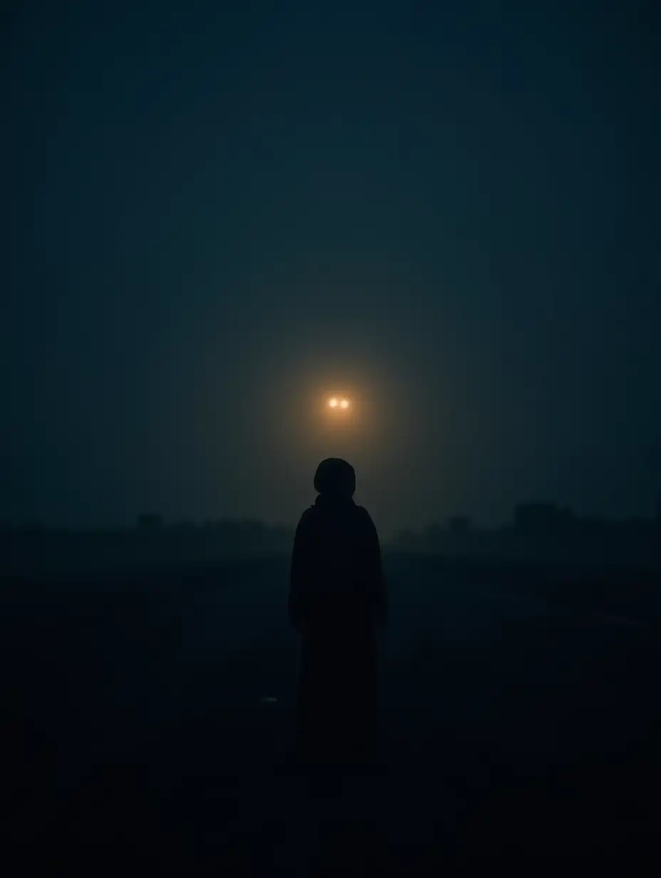 Young-Refugee-Contemplating-a-Distant-Light-in-the-Dark-Fog