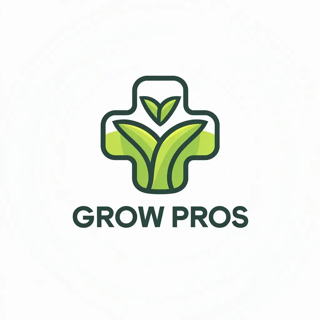 LOGO Design for Grow Pros Health Cross in Neon Green with Fun Font for Home Family Industry