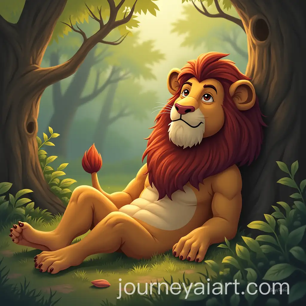 Lion-Person-Relaxing-in-a-Calm-and-Peaceful-Setting