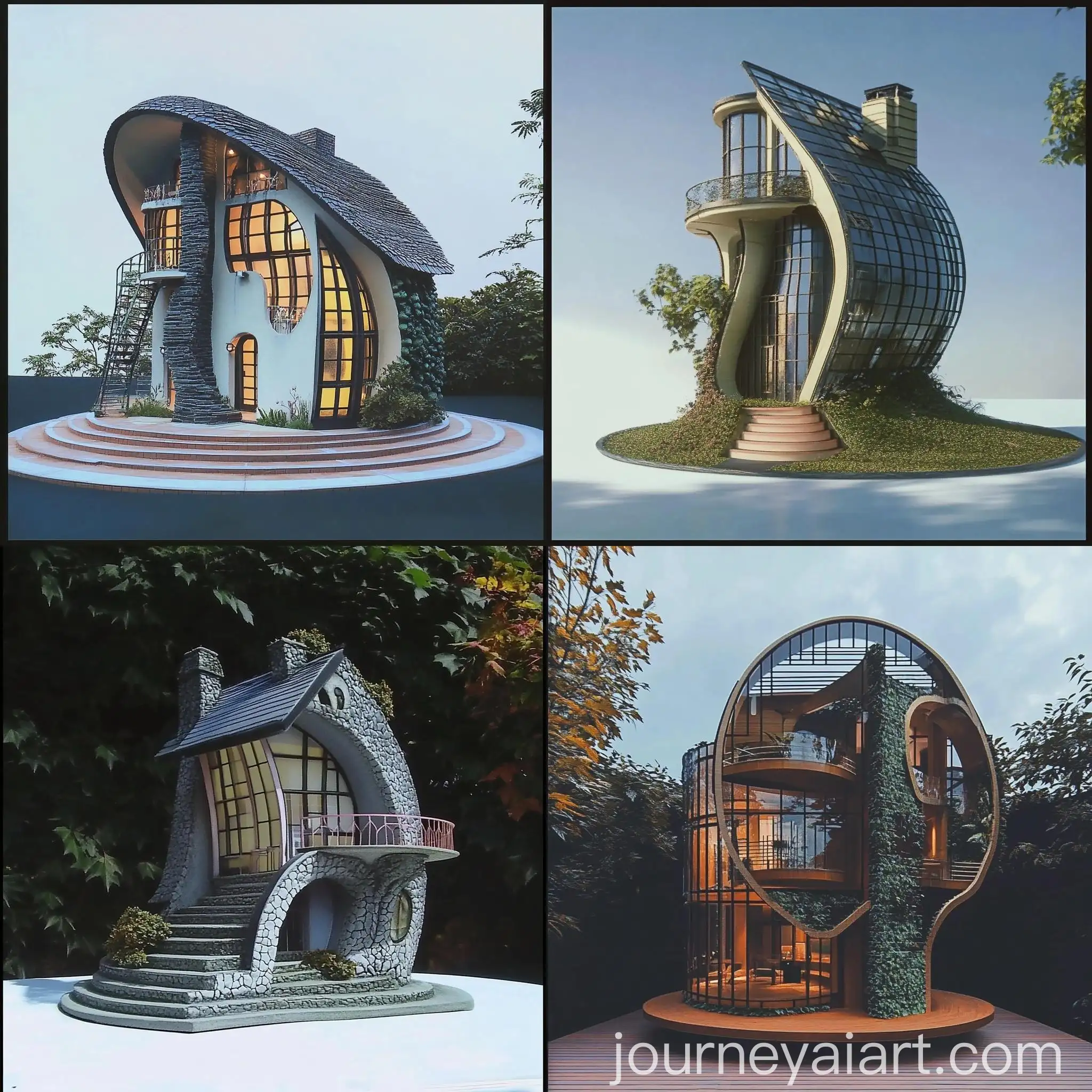 Penguinshaped-House-Illustration-in-Vibrant-Colors