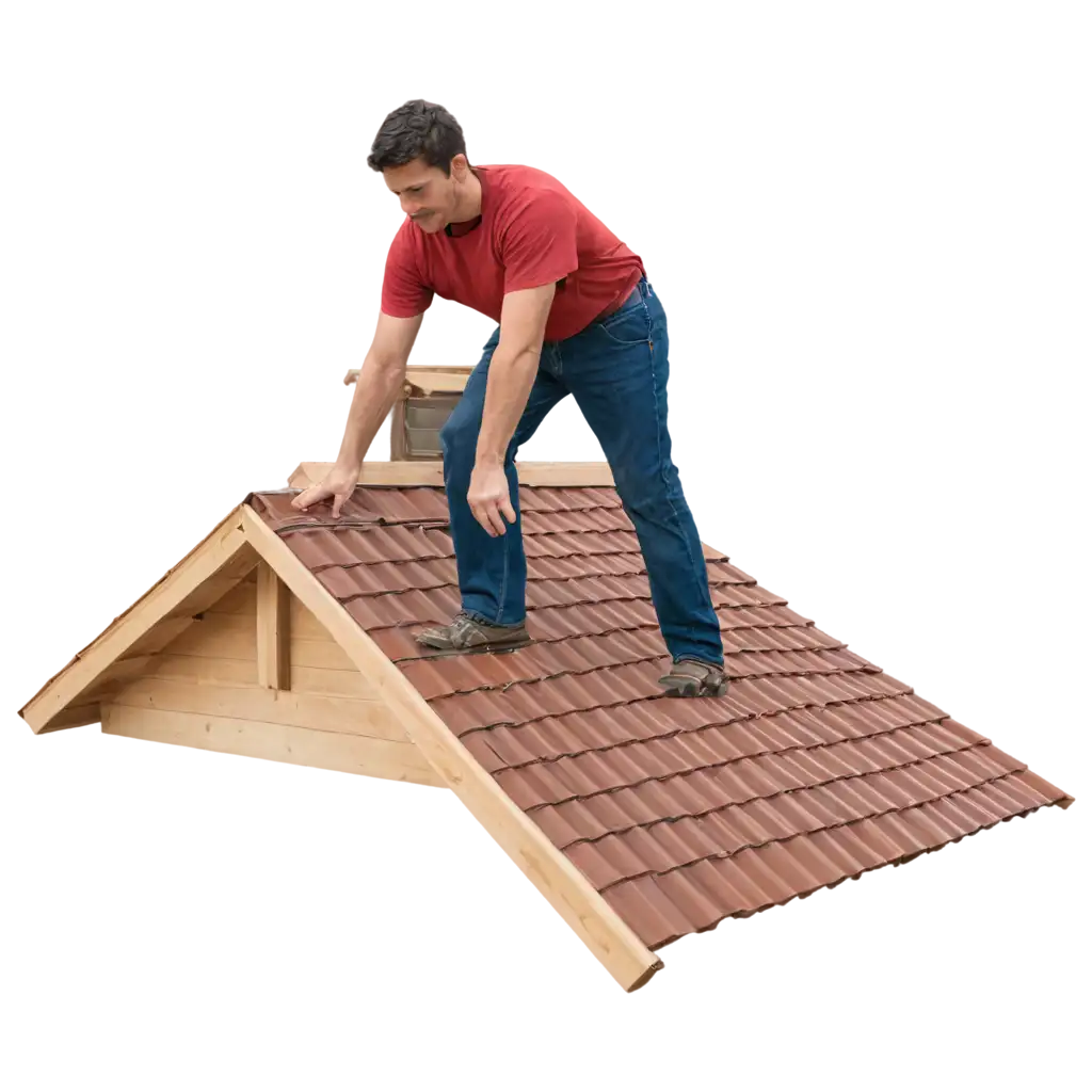 Man-Making-a-Roof-or-on-Top-of-a-Roof-PNG-Image-Expert-Roofer-Working-on-Construction