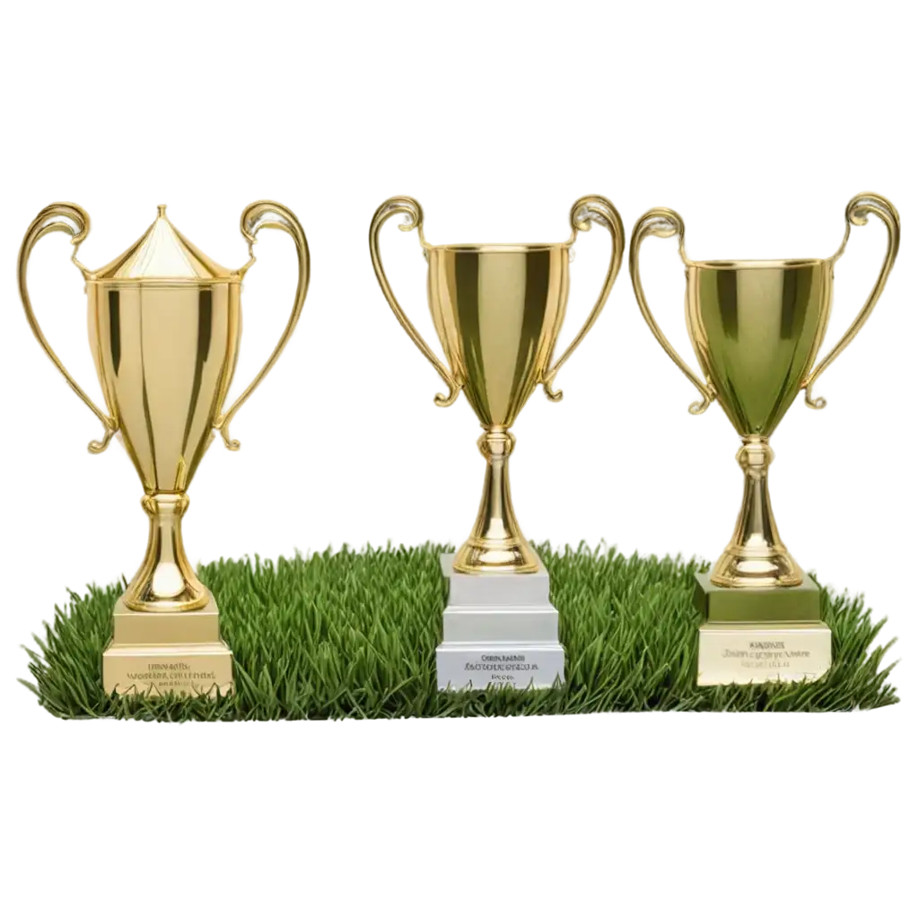 trophies on a grass base for promotion