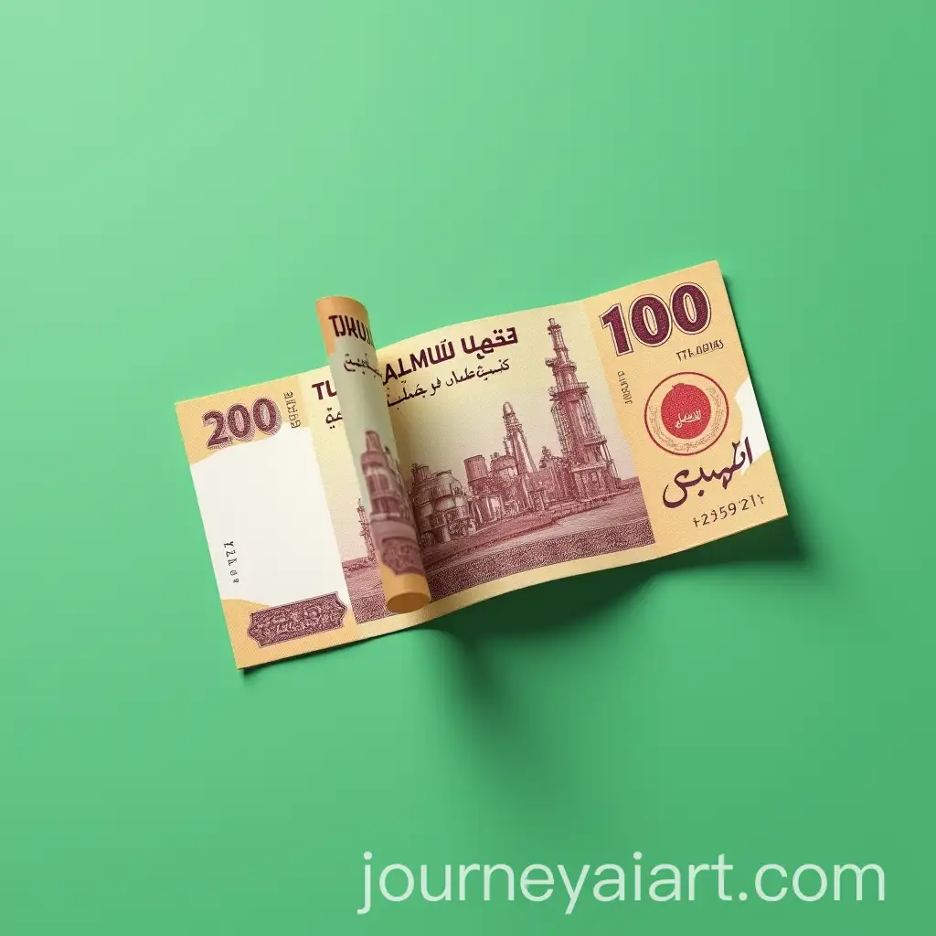 Iranian-Banknote-with-Petrochemical-Relief-View-on-Green-Background