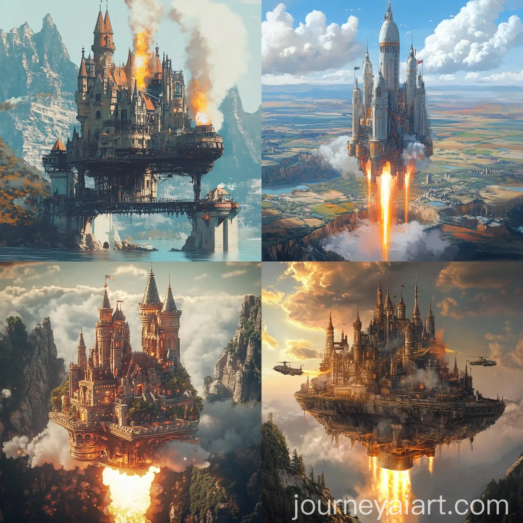 Fantasy-Castle-Taking-Flight-with-Fiery-Engines
