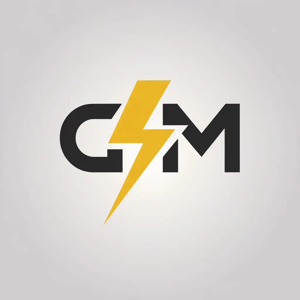 LOGO Design for GM Minimalistic Vector Logo with Lightning Symbol on Clear Background