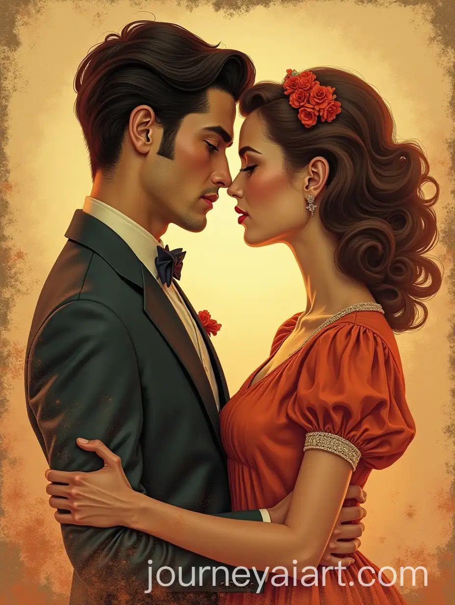 Couple-in-Love-Depicted-in-Vintage-Art-Style