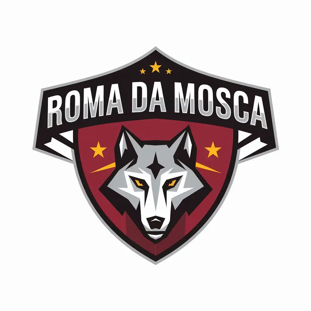 LOGO-Design-for-Roma-Da-Mosca-Black-Red-White-WolfThemed-Logo-for-Childrens-Football-School