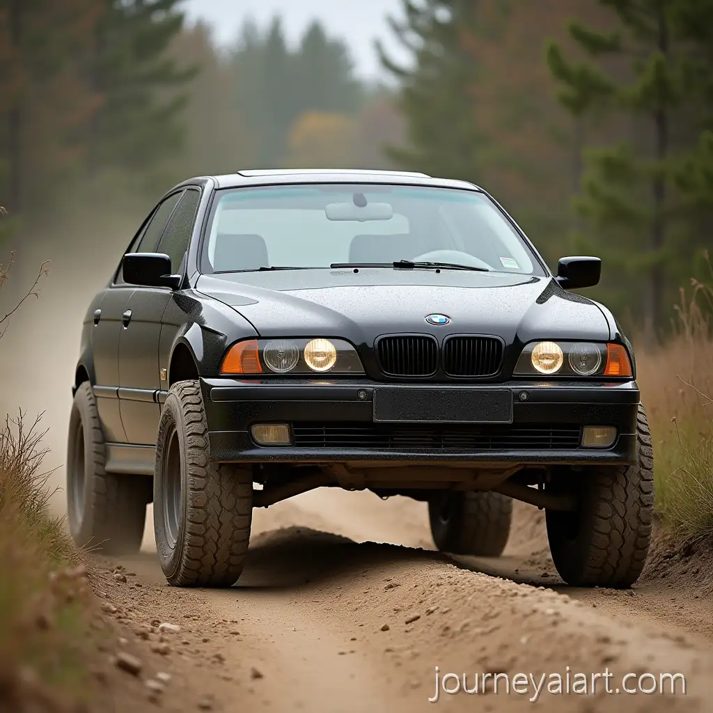 BMW-E39AI-Image-Prompt-Expansion-Offroad-Tuned-Car-Jumping-on-Gravel-Road