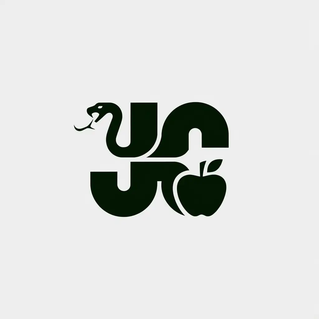 LOGO Design for JC Vector Logo with Snake Biting Apple for the Internet Industry