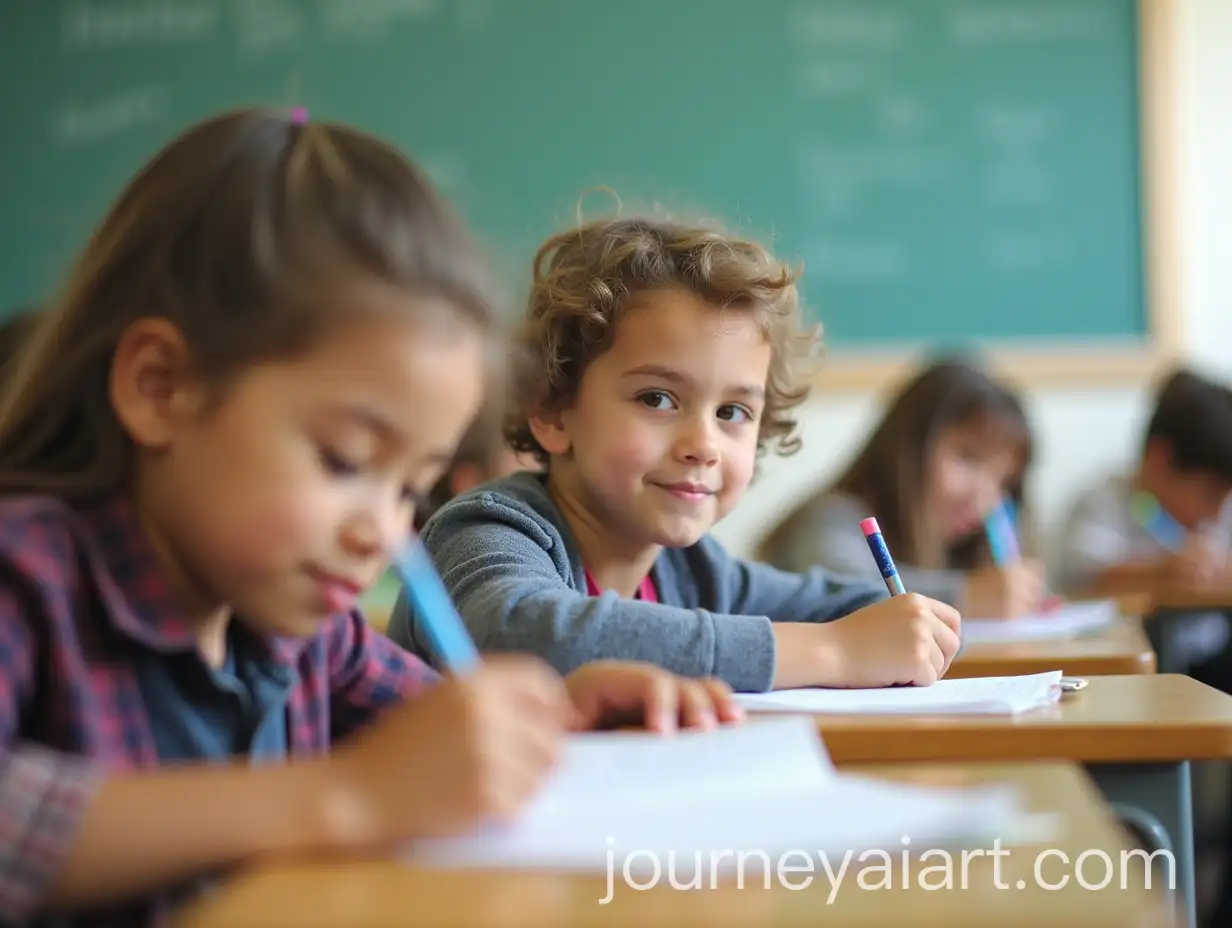 Children-Writing-in-Classroom-with-Blank-Walls