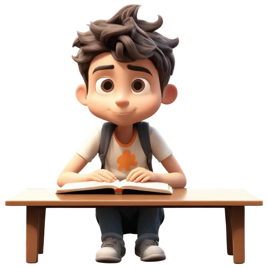 Cartoon-Boy-Reading-Book-on-Table-HighQuality-PNG-Image-for-Enhanced-Clarity