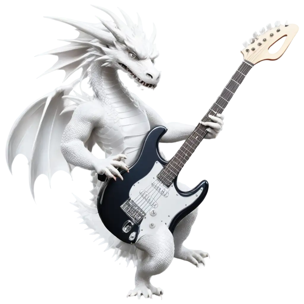 Angry-White-Dragon-Playing-White-Rock-Guitar-PNG-Logo-Design-for-Creative-Projects