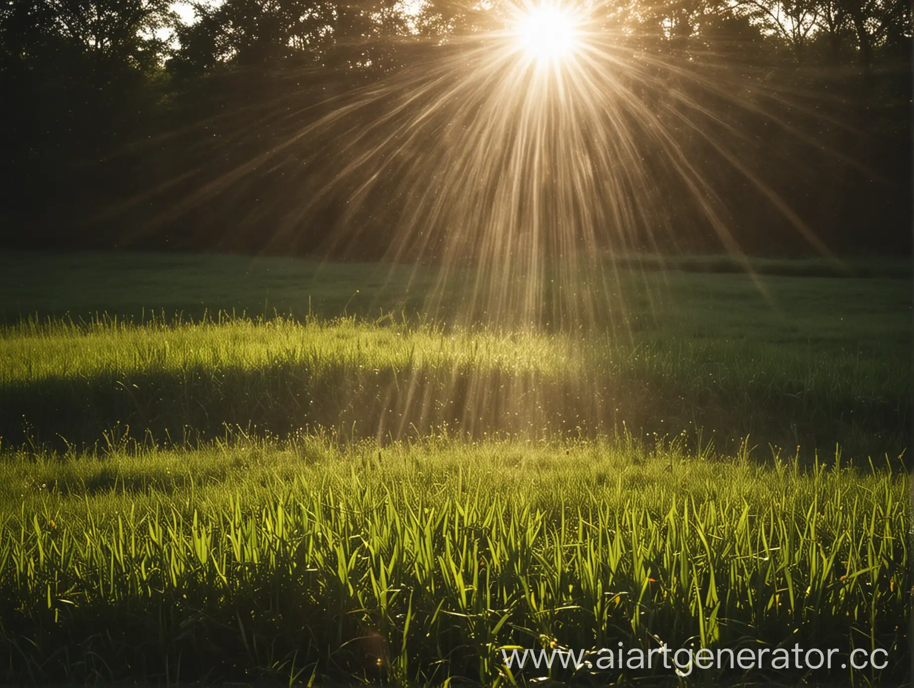 Sunlight-Filtering-Through-Rain-in-a-Field