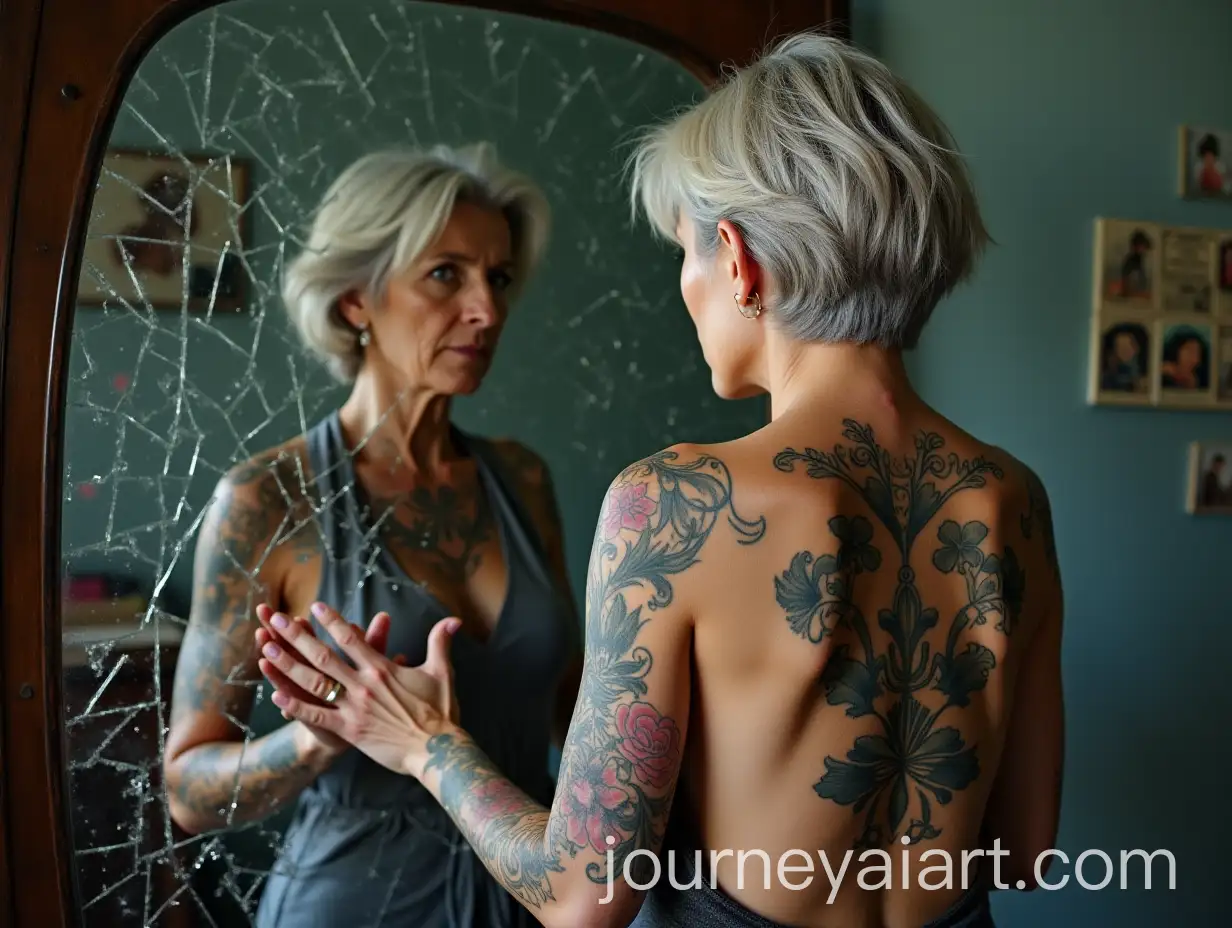 Life-Journey-Depicted-through-Tattooed-Woman-and-Shattered-Mirror
