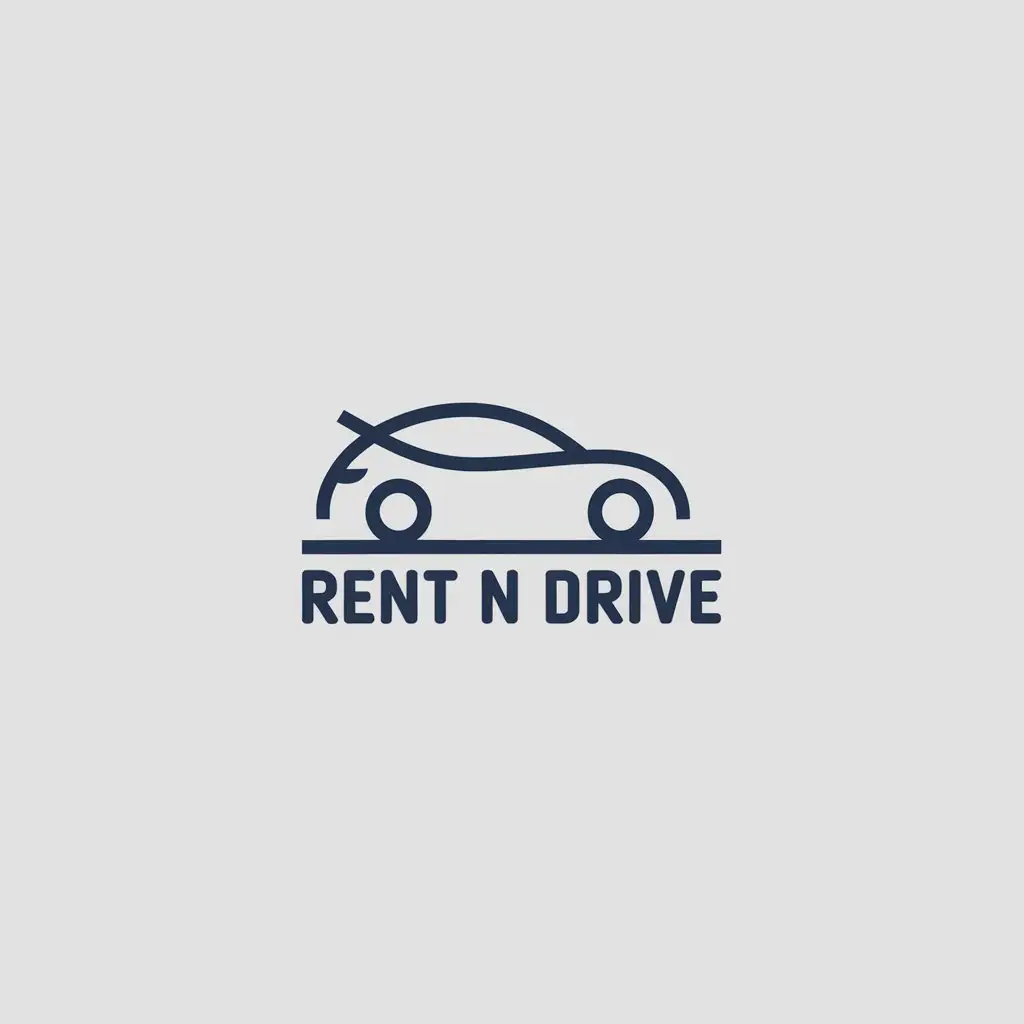 LOGO Design for Rent n Drive Minimalistic Vector Car Symbol on Dark Blue Background for Automotive Industry