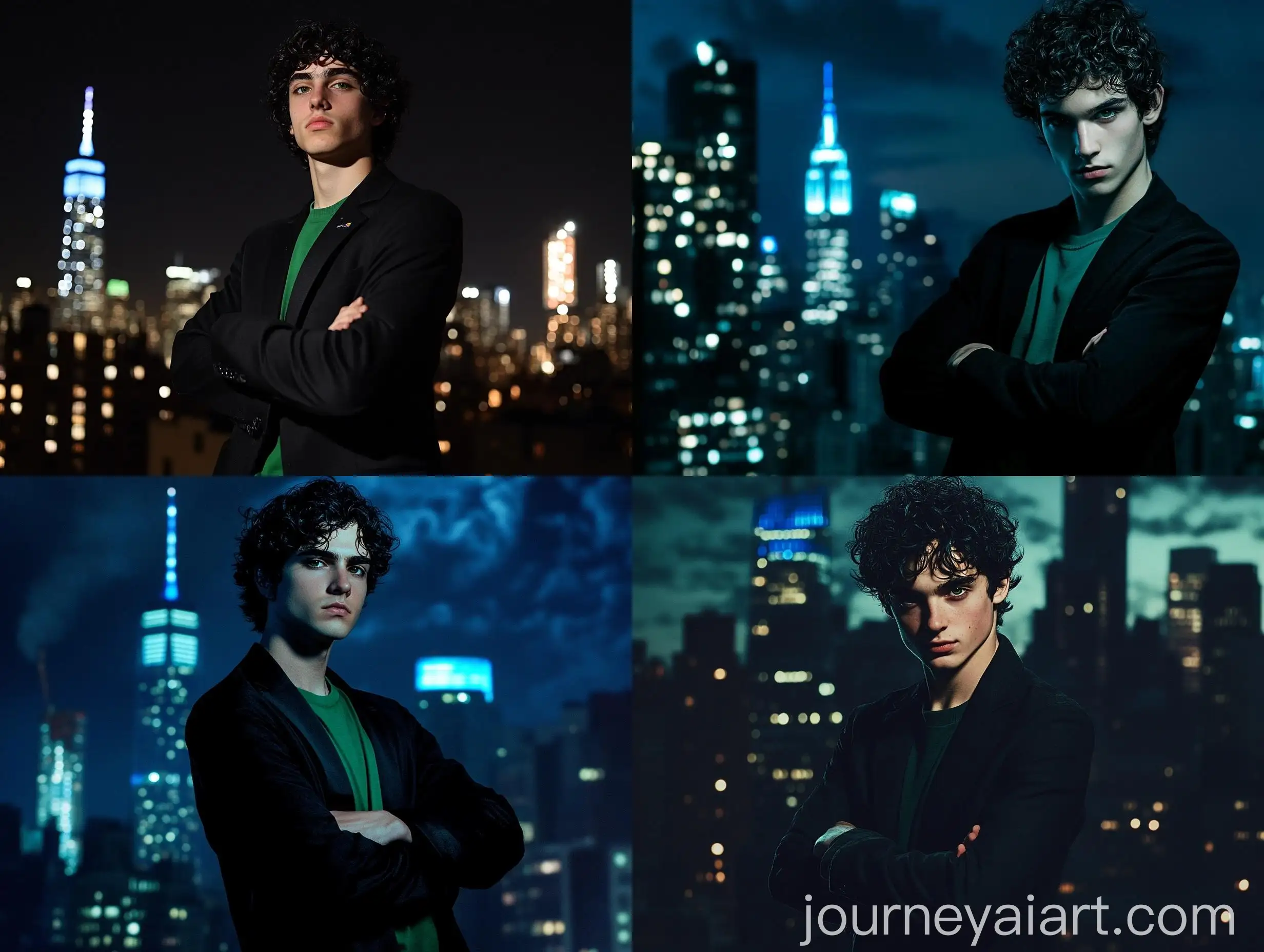 Confident-Young-Man-in-Black-Blazer-Against-Night-Manhattan-Skyline