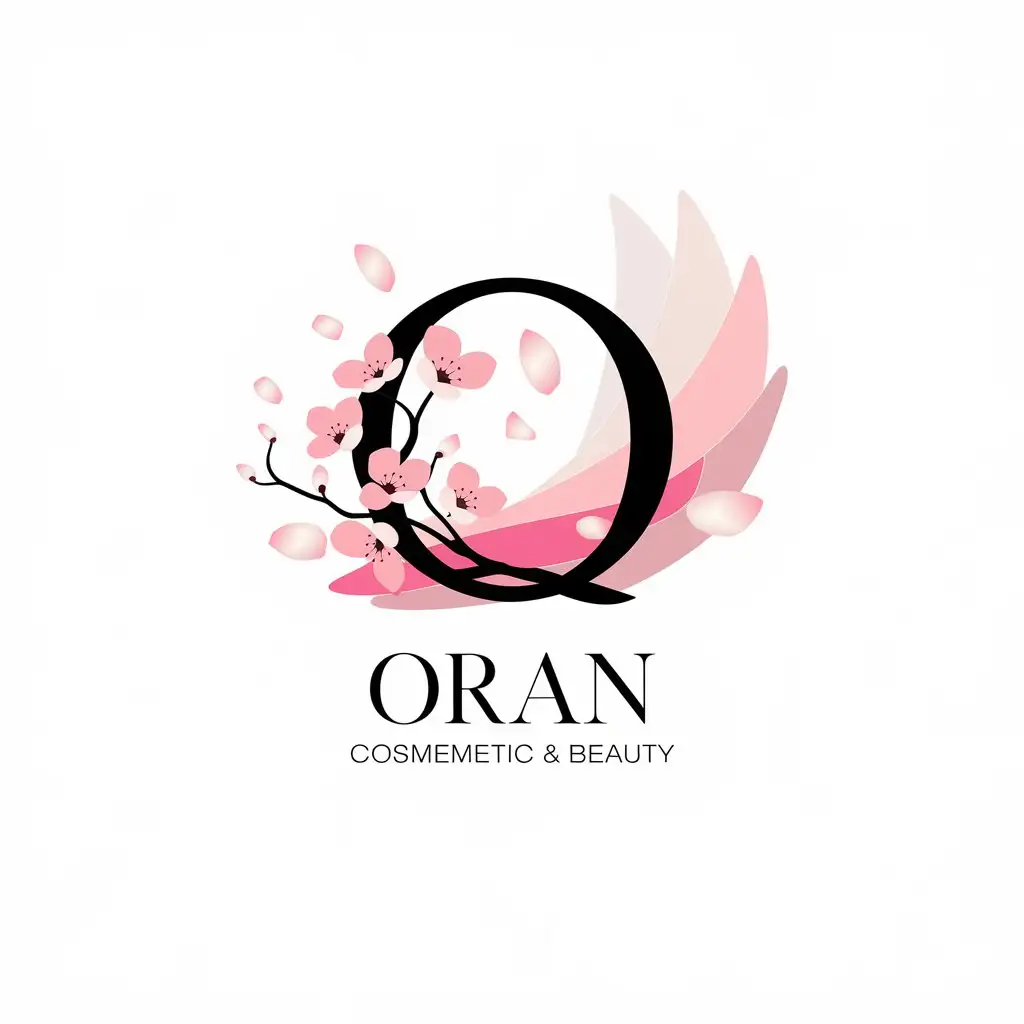 LOGO Design for OranCosmetic Beauty Minimalist Cherry Blossom with Soft Elegance