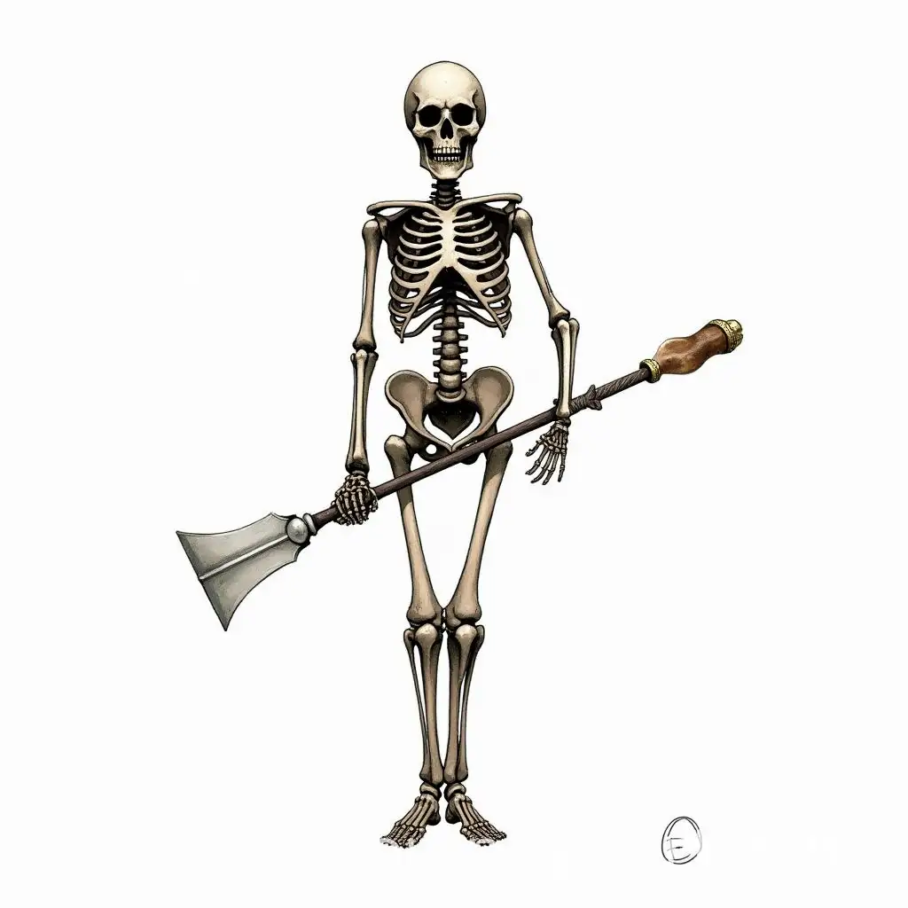 Fantasy-Skeleton-Warrior-with-SingleHanded-Weapon-on-White-Background