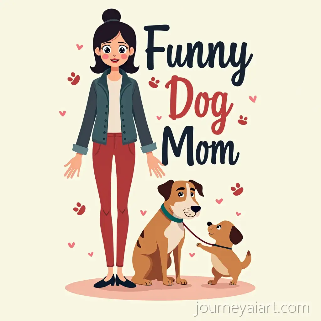 FunnyFunny-dog-mom-design-Dog-Mom-Graphic-for-Womens-Casual-TShirt-with-Playful-Cartoon-Design